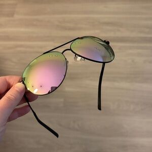 Pink Aviator Sunglasses with Mirrored Lenses